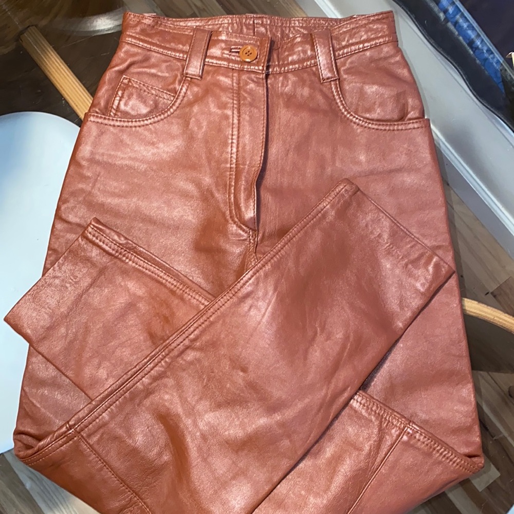 Leather jeans pants sz 24